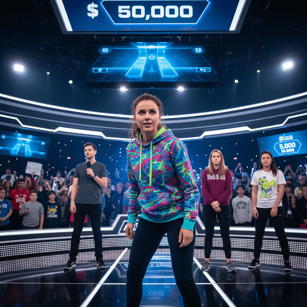 Gamer Girl in Neon Hoodie